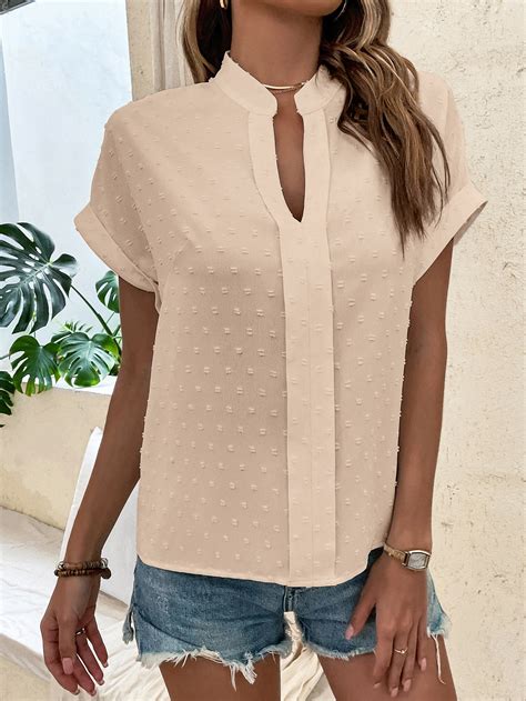 Shein Lune Swiss Dot Batwing Sleeve Popover Blouse Shein Usa