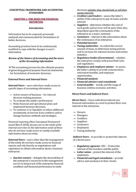 Conceptual Framework AND Accounting Standard Chapter 1 6 Reviewer