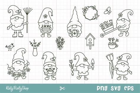 Spring Gnome, Doodle Clipart Graphic by KatyFlatyShop · Creative Fabrica