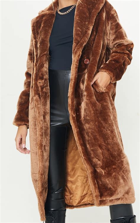 Brown Faux Fur Coat Coats And Jackets Prettylittlething