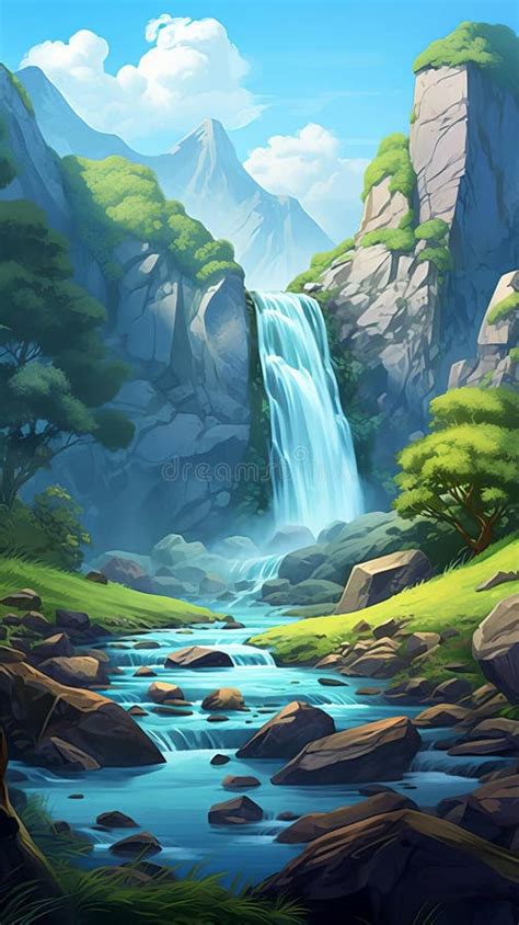 Creating a Rough-edged 2d Animation Waterfall during Day Time Stock ...