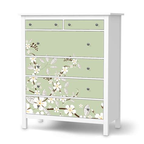 Klebefolie IKEA Hemnes Kommode 6 Schubladen White Blossoms