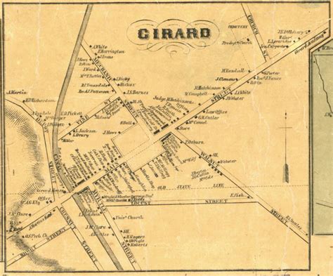 Girard Village Girard Township Pennsylvania 1855 Old Town Map Custom