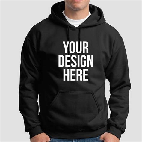 Custom Printed Hoodie Unisex Personalised Black Pullover Etsy Uk