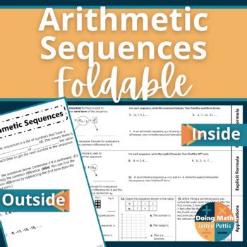 Arithmetic Sequences Foldable Notes Activity by Doing Math | TPT 