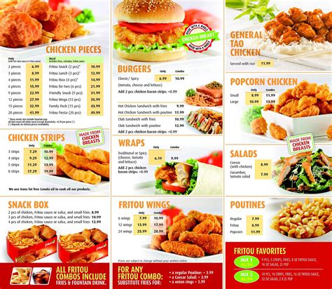 Menu Au Fritou Chicken Restaurant Calgary 130 Ave Se