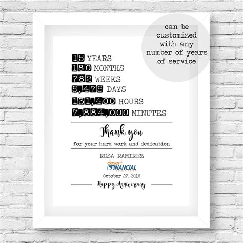 Work Anniversary Print Work Anniversary T Work Thank You Etsy Work Anniversary Work