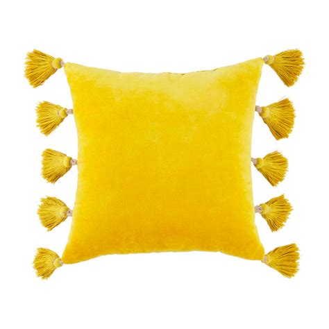 Mustard Velvet Tassel Pillow Mud Pie