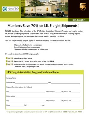 Fillable Online Nawbo Members Save On Ltl Freight Shipments