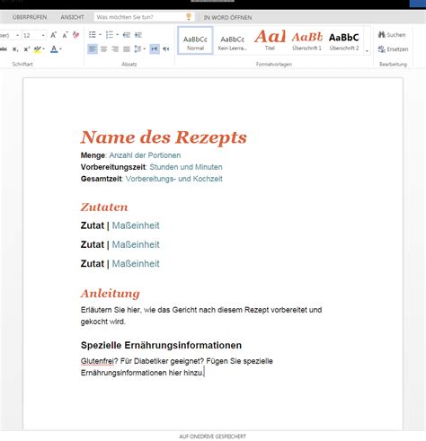 Rezept Word Vorlage Kostenlos Downloaden