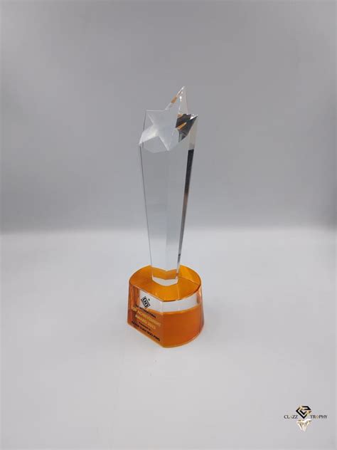 Crystal Star Trophy Orange Base At Clazz Trophy Malaysia Reliable