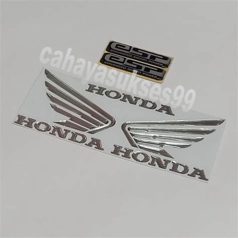 Sticker Timbul Sayap Honda Silver Chrome Reflective Logo Honda Stiker