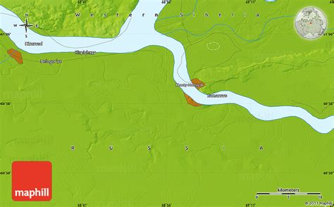 Physical Map of Khanty-Mansiysk