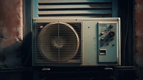 An Old Air Conditioner In Front Of A Building Background Picture Of An