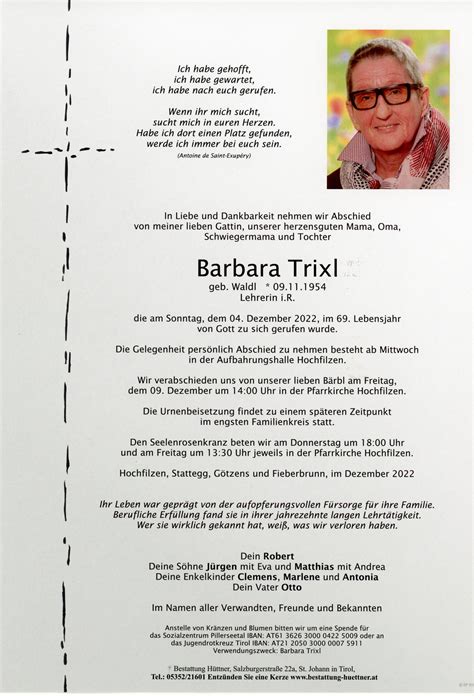 Barbara Trixl Bestattung Hüttner