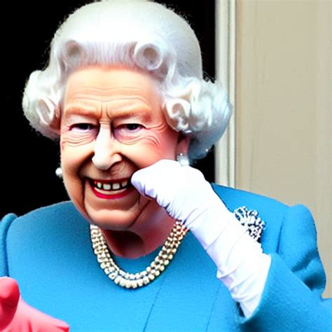 Prompthunt The Queen Of England Making A Rude Gesture Lifting Her