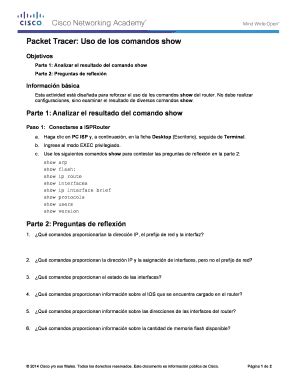 Completable En línea itroque edu Packet Tracer Uso de los comandos show