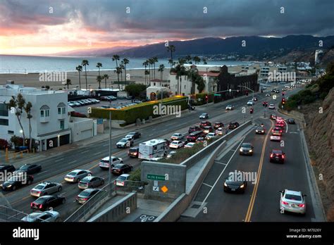 The California Incline Joins The Pacific Coast Highway In Santa Monica