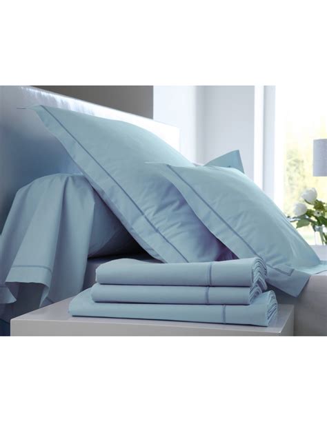 DRAP PLAT BLANC DES VOSGES PERCALE BLEU CIEL