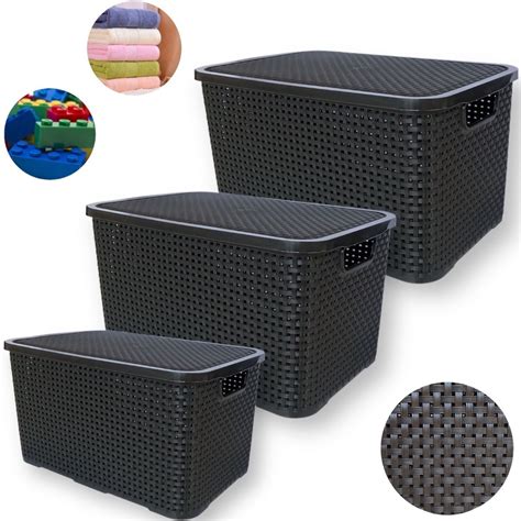 Kit Caixas Organizadoras Rattan Preta Pequena M Dia Grande Shopee