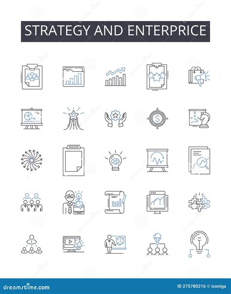 Strategy And Enterprice Line Icons Collection Tactic Plan Approach