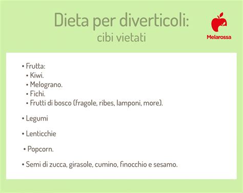 Dieta per diverticoli cosa mangiare cosa evitare esempio di menù