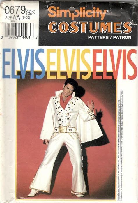 Simplicity 8651 Mens Elvis Costume Pattern Las Vegas Disco Zip Etsy