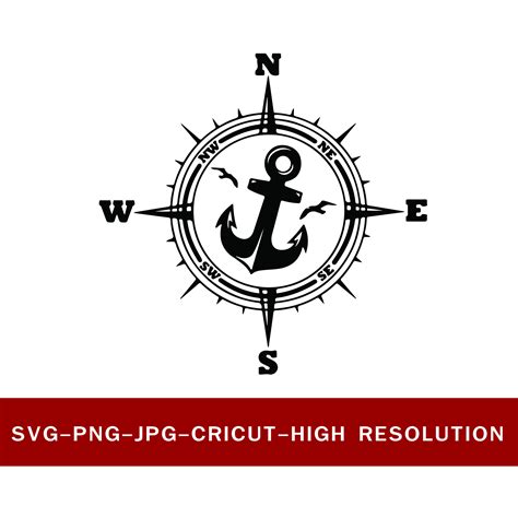 Anchor Compass Svg File Cut Files For Cricut And Silhouette Etsy