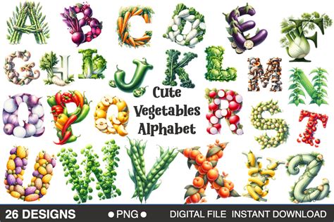Cute Vegetable Alphabet Graphic By Allaboutartwork94 · Creative Fabrica