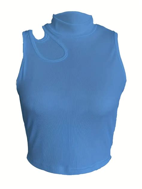 Cut Mock Neck Tank Top Y2k Sexy Sleeveless Tank Top Summer Temu Australia