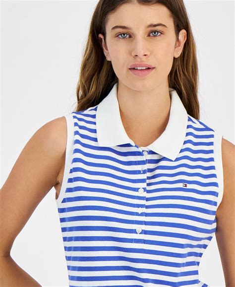 Tommy Hilfiger Womens Striped Sleeveless Polo Shirt Macys