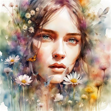 Digital Watercolor Portrait Ai Generated Artwork Nightcafe Creator