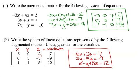 Write Augmented Matrix For System Of 3 Equations And Given 3x4 Augmented Matrix Write The 3