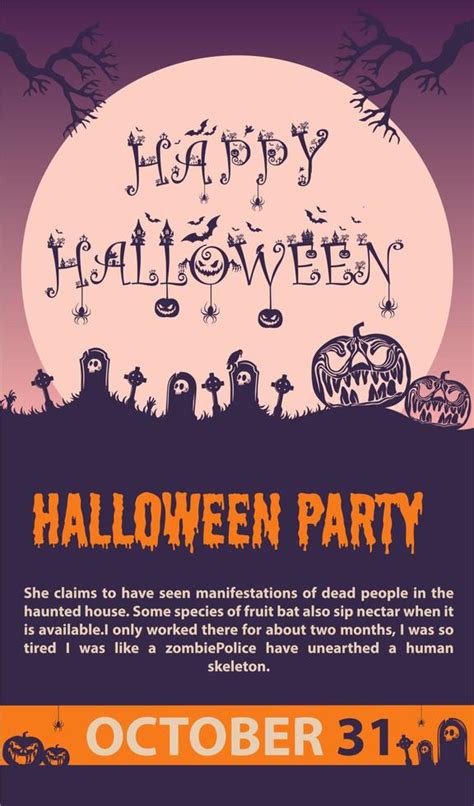 Halloween party night background, pumpkins and cemetery 13390670 Vector ...