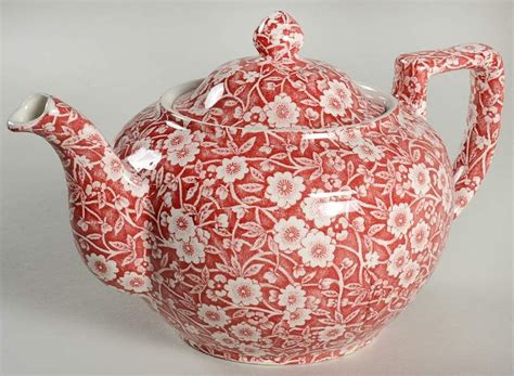 Calico Red Teapot And Lid By Burgess And Leigh