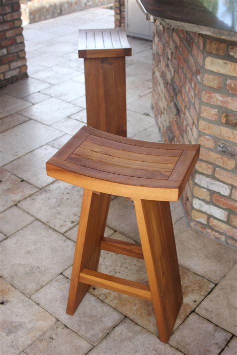 The Original 30 Tall Asia® Teak Bar Stool Aqua Teak