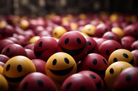 Premium Photo A Group Of Red And Yellow Smiley Faces