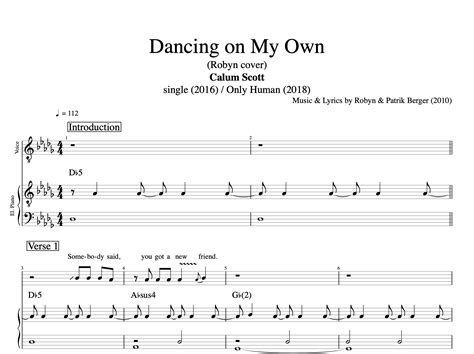 Dancing On My Own · Calum Scott Piano Voice Sheet Music Pnv