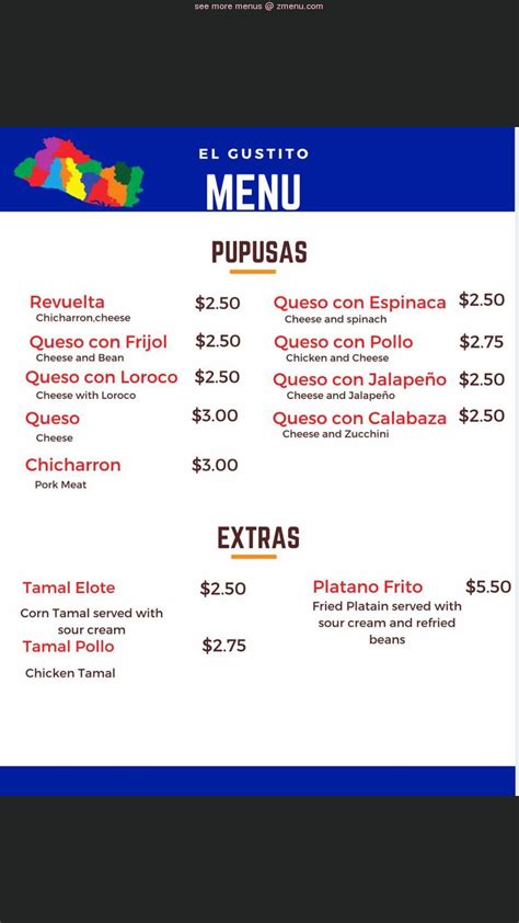 Menu At El Gustito Pupuseria Y Restaurant Coralville