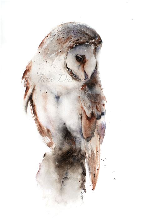 Swiftsilver Barn Owl Art Owl Watercolor Owl Painting