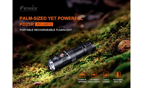 Fenix Pd R Schwarz Wiederaufladbare Mini Mehrzweck Led Taschenlampe