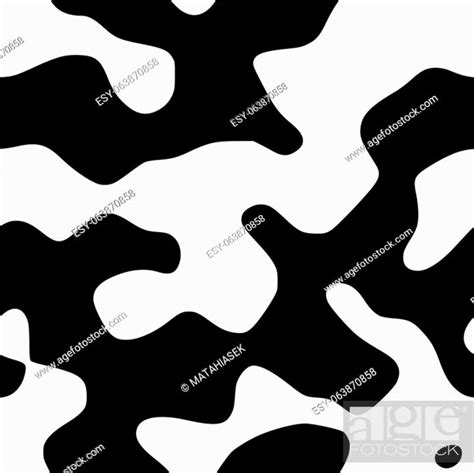 Monochromatic Camouflage Seamless Pattern Black And White Cowhide