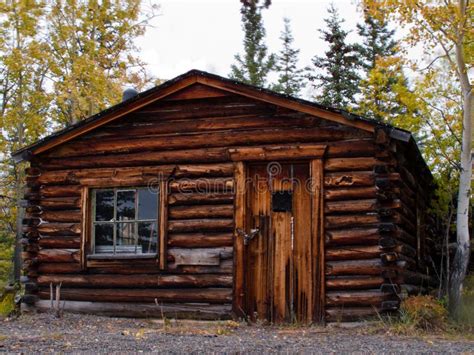 Old Weathered Traditional Log Cabin Yukon Canada Stock Image Image