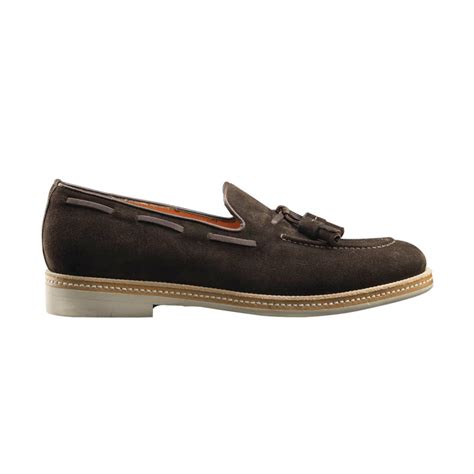 Santoni Terry S Suede Tassel Loafers Dark Brown MensDesignerShoe