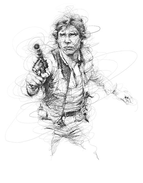 Han Solo Star Wars Scribble Art By Vince Low