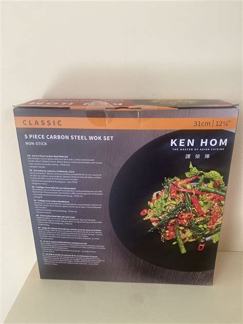 Ken Hom Classic Cm Non Stick Carbon Steel Wok Set For Sale Online Ebay