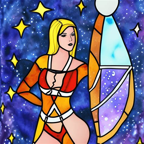 Asmr Stained Glass Sexy Outerspace Warrior Woman Painting Watercolor · Creative Fabrica