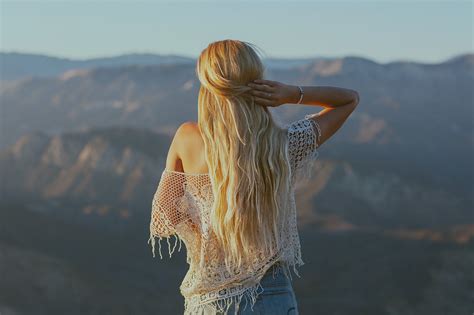 Wallpaper Sunlight Women Blonde Sea Long Hair Water Rock