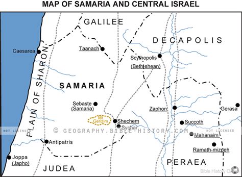 Map of Samaria and Central Israel - Bible History