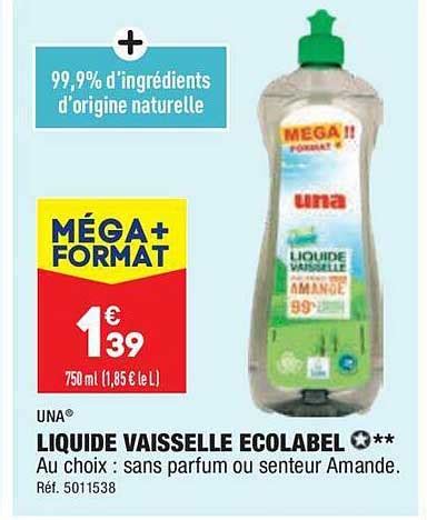 Promo Liquide Vaisselle écolabel Una chez Aldi iCatalogue fr